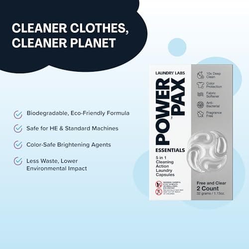 PowerPax 5-in-1 Commercial Laundry Detergent Capsules for Vending Machines, Free and Clear Unscented, 100 Count in 2 Packs – Stain Remover, Color Booster, Fabric Softener for Coin Vend Use - Thumbnail 6