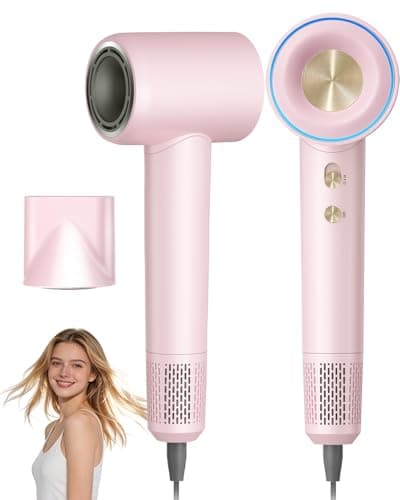 Nuueo Ionic Hair Dryer, 150,000 RPM High-Speed Professional Blow Dryer for Fast Drying, 500M Negative Ions & Thermo-Control, Magnetic Nozzle, Low Noise & Lightweight for Home and Travel, Pink - Image 1