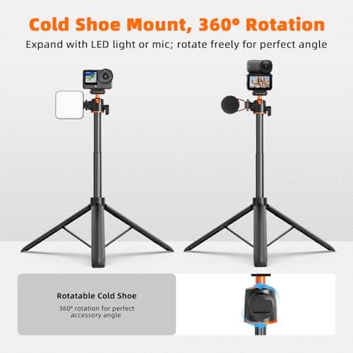 Tripod for DJI Osmo Nano/Osmo Action 6, 55” Magnetic Quick Release Selfie Stick Extension Rod Table Desk Portable Handle Grip Stand with Cold Shoe for DJI Osmo Nano/Action 6 Accessories - Thumbnail 4