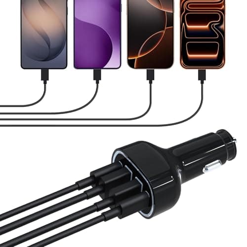 USB C Car Charger Adapter, PD 3.2 QC 5.0 Fast Charging, 4-Port Multi Car Phone Charger Compatible with iPhone 17 16 14 13 Pro Max, Galaxy S25 24 Ultra - Thumbnail 3