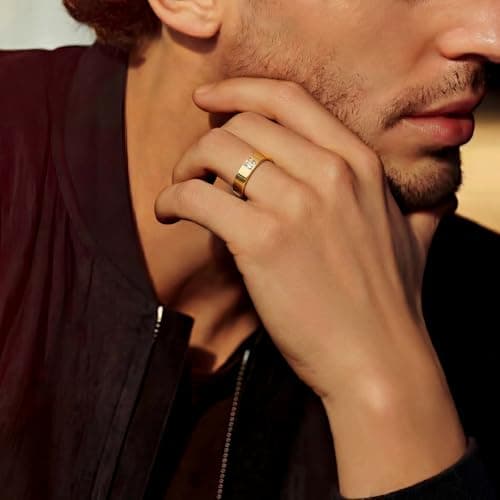 Cicy Bell Silver 18K Plated Gold Rings for Men Women Couple Wedding Rings - Thumbnail 4