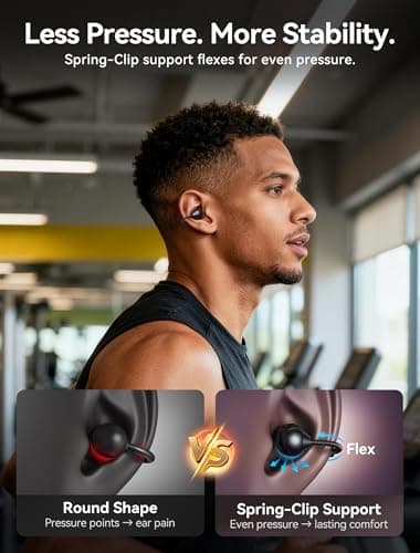 Kinglucky C10 Open Ear Clip On Earbuds, Spring-Clip Comfort & Secure Fit, Crystal-Clear Sound, 40H Playtime, Bluetooth 6.0 Wireless Headphones with Clear Calls,Glasses-Friendly, for Workouts & Commute - Thumbnail 3