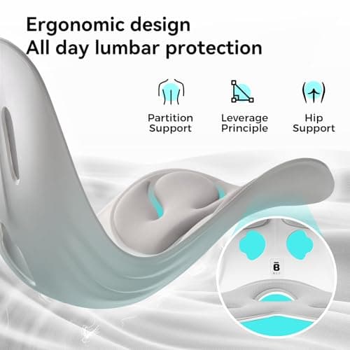 BKT Seat Cushion Chair Ergonomic Office Chair Cushions Lumbar Support for Seat Pillow Ideal for Students Office Workers Nursing Mothers Long Sitting Outdoor Fishing Floor (Grey) - Thumbnail 5