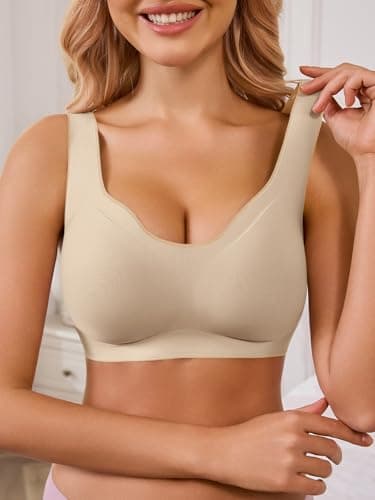 Aoysky Womens Seamless Bras Color Block Wireless No Underwire Bra Supportive Comfortable Tshirt Bras - Thumbnail 2