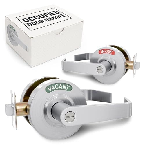 Commercial Door Handle With Lock – Vacant Occupied Bathroom Lock | 304 Stainless Steel, Visible From 50 Ft, Quick Install, L/R, for 1 3/8”–2” Doors | for Public Bathroom & Industrial Buildings - Image 1