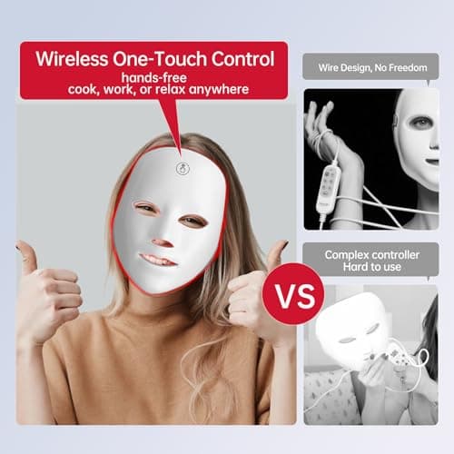 Red Light Mask for Face, 7 Color Red Light Facial Masks, At-Home Facial Care Device, Portable, Cordless, and Rechargeable - Thumbnail 3