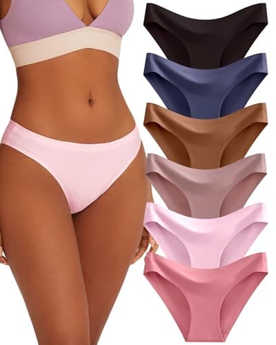 FINETOO 6 Pack Women’s Seamless Hipster Underwear No Show Panties Invisibles Briefs Soft Stretch Bikini Underwears XS-XXL(S) - Image 1