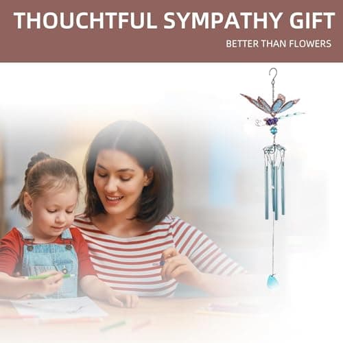 Dragonfly Wind Chimes, Garden Glass Glowing Wind Chimes for Home, Party, Festival Decor, Garden Decoration Indoor/Outdoor,Lifelike Dragonfly Deep Tone Style - Thumbnail 5