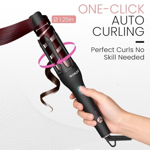 Automatic Hair Curler, Automatic Rotating Curling Iron 1 1/4 Inch for Long Hair, 2 in 1 Hair Straightener and Curler, Ionic Curling Wand with 3 Temperatures, Dual Voltage, Anti-Scald, Auto Shut-Off - Thumbnail 2