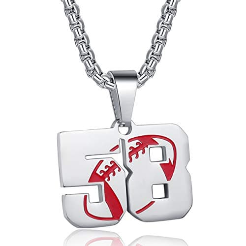 Rehoboth American Football Rugby Jersey Number 58 Pendant Necklace for Women Men 22+2 Inch Adjustable Stainless Steel Chain - Image 1