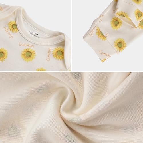 MEYSAHO Baby Newborn Layette 10-Piece Set Cotton Bodysuits Short Sleeve Pants Sets Rainbow Stars Printed for Baby Boys Girls Clothes Unisex Baby Gift Sets for 3 6 Months - Thumbnail 5