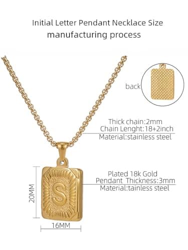 Nododugs Gold Layered Necklace for Women 18K Gold Plated for Women Rhinestone Choker Square Letter Pendant Necklace Gold Initial Necklaces Trendy Simple Jewelry Gifts (S, Gold) - Thumbnail 6