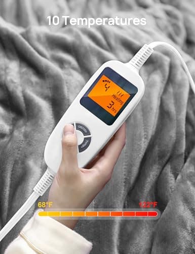 Electric Heated Blanket, Heated Throw Blanket 60" x 50" Soft Flannel Fast Heating Blanket with 10 Heating Levels 1-12 Hours Timer Auto-Off Protection Gifts for Women Men - Thumbnail 4