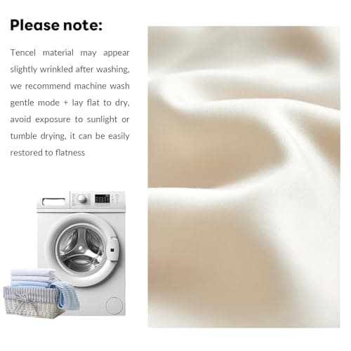 DCSKY 100% Tencel Pillowcase, Hair and Skin Friendly, Soft and Smooth，Cooling Silk Pillowcases for hot Sleepers,Queen Pillowcases Set of 2,Hair and Skin Friendly, Cream White, 20x30In - Thumbnail 5