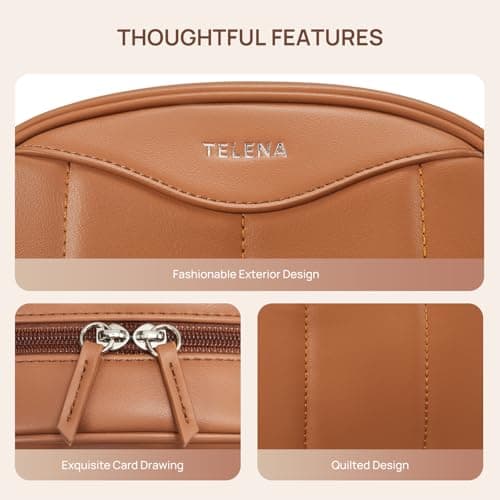 Telena Medium Makeup Bag, Travel Make Up Bag for Women, Vegan Leather Cosmetic Bag for Travel Essentials - Thumbnail 6