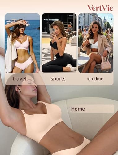 Vertvie Womens Wireless Bras No Underwire Push Up Bra Seamless Supportive Full Coverage Everyday Bras Regular and Plus Size(Nude,Medium) - Thumbnail 6