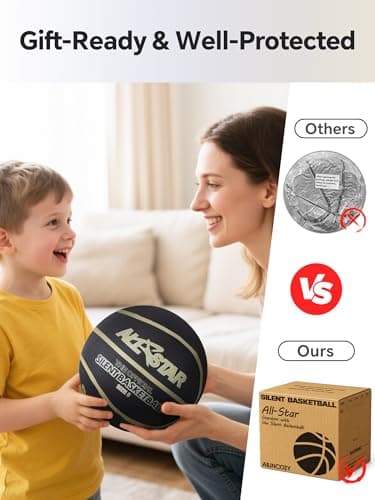 ALLINCOZY Covered Silent Basketball, Fabric Cover Soft Foam Airless Basketball, High Bounce, Noise-Free Training Ball, Gifts Packaging, Safe for Indoor Activities - Thumbnail 4