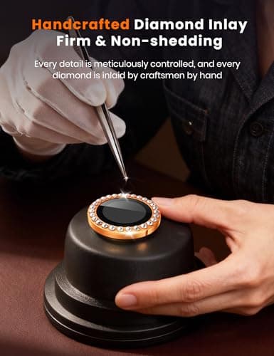 Hoerrye Bling Diamond Camera Lens Protector for iPhone 17 Pro - [1:1 Full Coverage][Strong Adsorption] 9H+ Tempered Glass Screen Protective Cover Case Friendly,Glitter Orange - Thumbnail 2