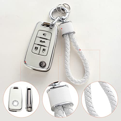YO&YOYE for Chevy Key Fob Cover with Keychain, Soft TPU Key Case Protection Fit for Chevrolet Equinox Camaro Cruze Malibu Sonic Smart Key Case - Thumbnail 4