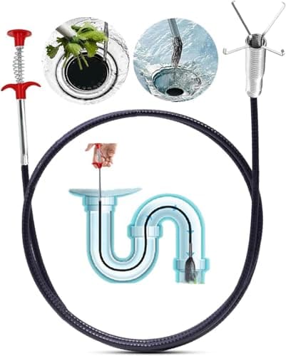 Ehigta 76 Inch Drain Snake Clog Remover, Flexible 4-ClawGrabber Tool, Toilet Sink Shower Drain Cleaner for Hair Removal - Image 1