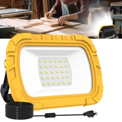 T-SUNiceM LED Work Light, 6500K Portable Work Light, Work Lights on Stand Rotatable Stand and Handle, 5.9FT Cord with Plug, Hook Design LED Flood Light for Workshop Garage, Construction Site - Image 1