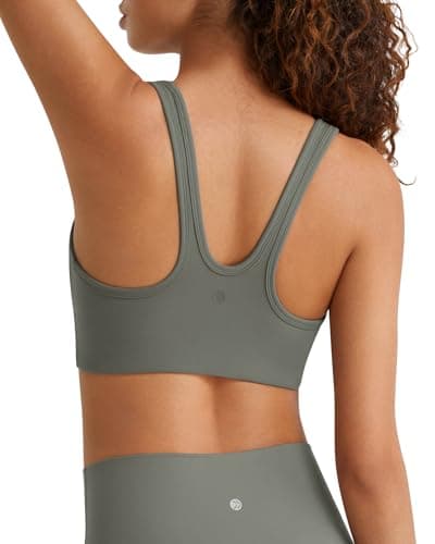 G4Free Y Back Sports Bras for Women Square Neck Medium Impact Padded Camisole with Wide Straps for Workout Fitness Casual(Gray Sage,M) - Image 1
