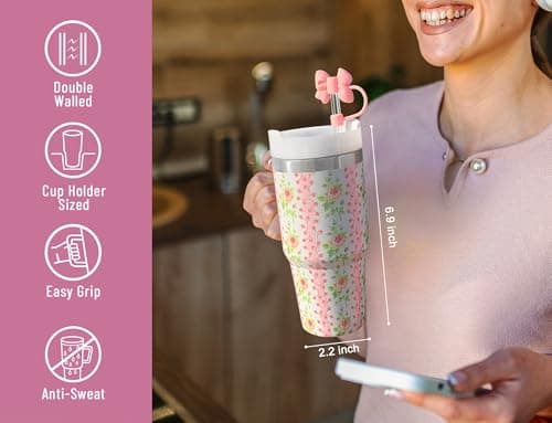 DLOCCOLD 16 oz Stainless Steel Tumbler with Lid and Straw, Double Wall Vacuum Insulated Travel Tumbler with Straw Cover Cap, Reusable Travel Coffee Mug, Cupholder Friendly, Leak Resistant - Thumbnail 6