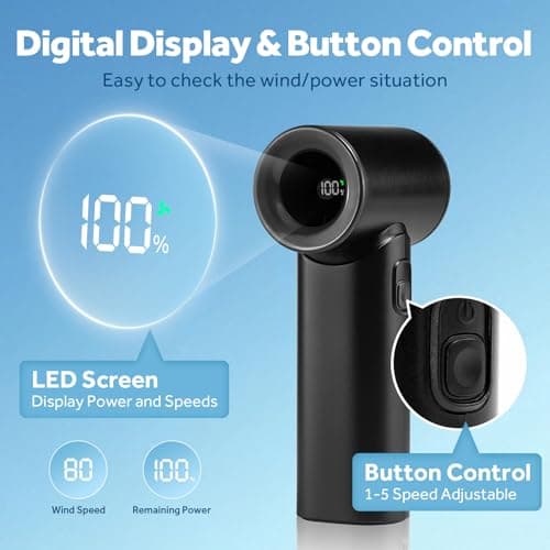 WIXBOSHU Portable Handheld Turbo Fan 17400RPM High Speed Turbo Mini Fan [15H Max Cooling Time], 4500mAh, 5 Gear Wind, LED Display, USB Rechargeable Personal Small Fans Outdoor Travel Camping Concerts - Thumbnail 6