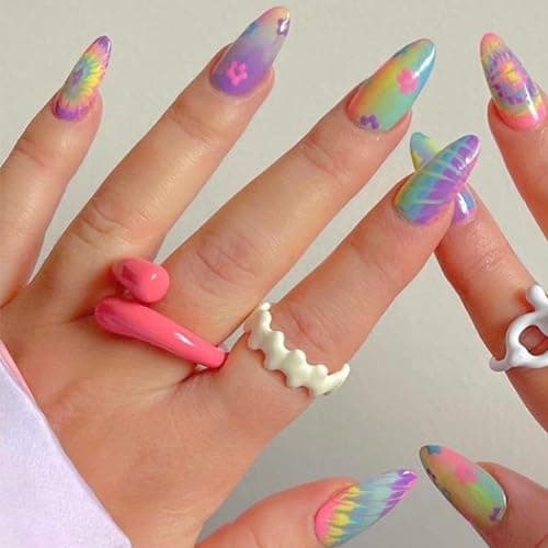 GLAMERMAID Ash pink Press on Nails Medium Almond, Neutral Jelly Glossy Fake Nails Stiletto, Dark Short Oval Stick Glue on Nails Tip for Women, Reusable Acrylic Daily False Nail Manicure Kit - Image 1