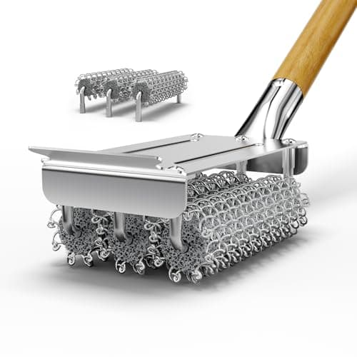 HOUSE AGAIN Grill Brush and Scraper Bristle Free with 3 Replacement Head 304 Stainless Steel Food-Grade Grill Accessories, Safe BBQ Cleaner Brush Strong Barbecue Cleaning Brush for Outdoor Grill Grate