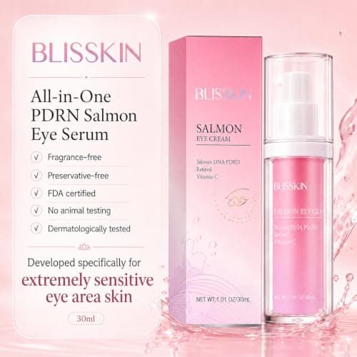Blisskin Salmon DNA PDRN & Pink Peptide Eye Cream A Soothing Moisturizer Improves Uneven Skin Tone, Formulated With Peptides, Niacinamide, and Vitamin E for Hydrated, Calm Skin, 30ml - Thumbnail 5