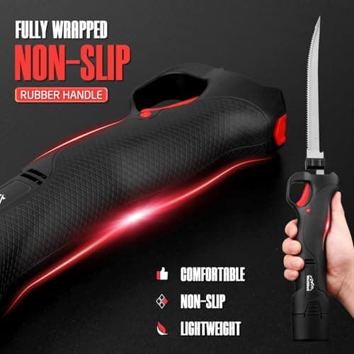 WellMall Fillet Knife - Electric Fillet Knife for Fish, Cordless Electric Knifes with Safe Lock, Non-Slip Grip Handle with 7"+9" blade - Thumbnail 5