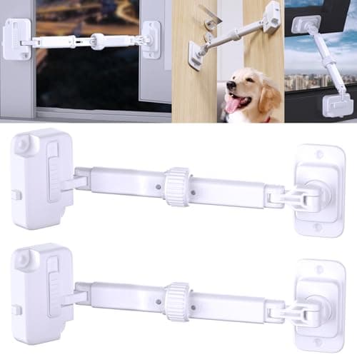 Bstsilver 2-Pack Child Proof Door Finger Pinch Guard, Baby Door Stopper& Door Latch, Adjustable Door Lever Handle for Pet Cat Dog Chicken Coop, Window Safety Locks for Toddlers, Easy Adhesive/Drill - Image 1