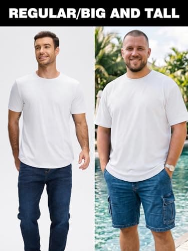JEMLDL White Tshirt for Men Short Sleeve T Shirts Plain Casual Classic T-Shirts Lightweight Breathable White XL - Thumbnail 5