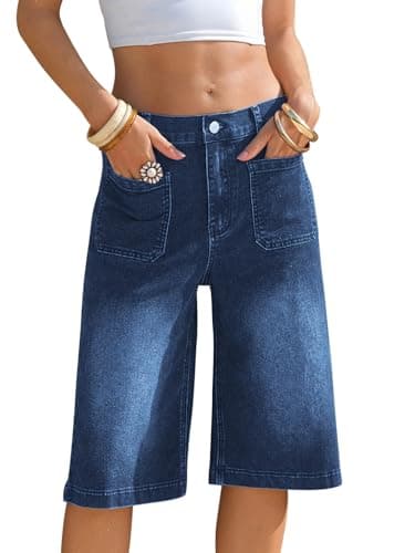 EXLURA Women Baggy Jeans Jorts Wide Leg Y2K Denim Bermuda Shorts 2026 Summer Trendy Knee Length Hot Short Streetwear Outfits - Image 1