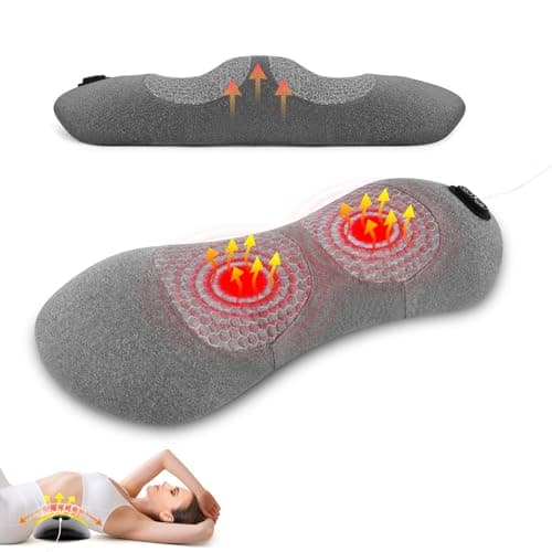 3-in-1 Electric Lumbar Support Pillow with Heat & Massage, Ergonomic Memory Foam Lower Back Massager for Pain Relief Deep Tissue, Smart Air Lift Technology, Ideal for Car/Bed/Sleeping/Office Chair