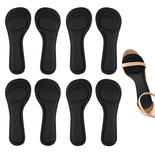 XINIFOOT 4 Pairs High Heel Inserts Women, 3/4 Length Women Thin Shoe Insoles for High Heels, Pumps, Open Toes, Flats, and Sandals, Cushion for Heel and Ball of The Foot, Shock Absorption (Black) - Image 1