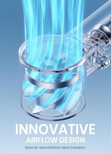 Deyhoc Portable Handheld Turbo Fan, 1-199 Speed Adjustable with LED Display, High-Power Motor, Rechargeable Battery, 4 IN 1 Pocket Design Mini Fans for Indoor/Outdoor/Travel/Work, White - Thumbnail 3