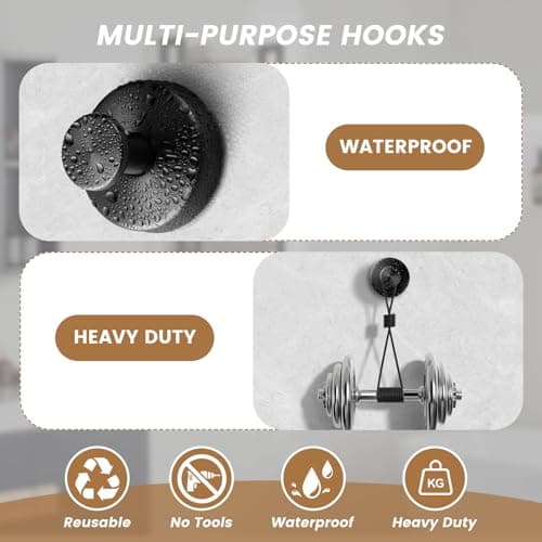 BKV Suction Cup Hooks for Glass Window,Removable Shower Hooks for Inside Shower,Metal Towel Hooks for Bathrooms,4 Pack(Black) - Thumbnail 4