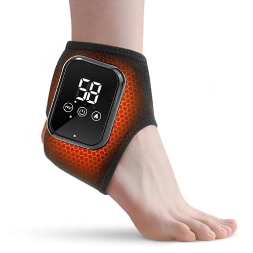 GVMSOR Cordless Ankle Massager for Pain Relief, Rechargeable Ankle Heating Pad with Massage,3 Vibration and Heating Modes,Auto Shut Off 1PC