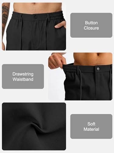 TRFIC Mens Cargo Shorts Casual Sweat Shorts with Button Drawstring Multi Pockets for Work Hiking Outdoor - Thumbnail 5