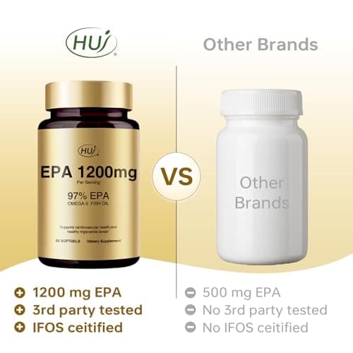 HUJ 97% EPA Omega-3 Fish Oil - 1200mg EPA Fish Oil, Wild-Caught, Sustainably Sourced - Suppprts Cardiovascular Health & Healthy Triglyceride lewels* - 60 Softgels - Thumbnail 4