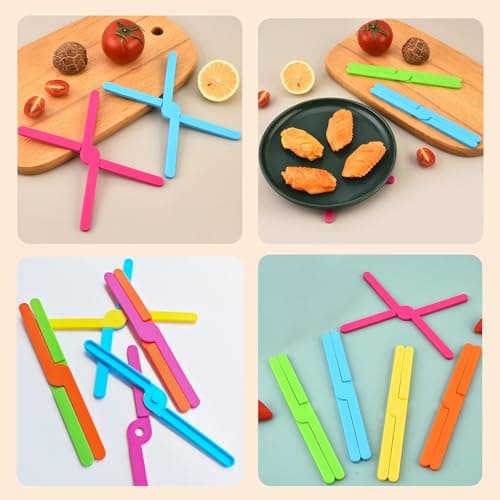 Foldable Silicone Trivets for Hot Dishes, Pots, Pans, X-Shaped Heat Resistant Folding Trivet Mats Stand, Set of 6 Non-Slip Expanding Hot Pads, Modular Color Mix & Match Table Protectors, Multi-Color - Thumbnail 5