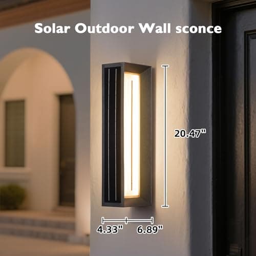 PAKEDANDUN Solar Exterior Lighting Fixtures, 20.5" Waterproof Front Porch Light, 3000K LED Outdoor Sconce Lights, Modern Outdoor Wall Sconces, Extra Large Wall Lantern for House Garage Doorway Patio - Thumbnail 2