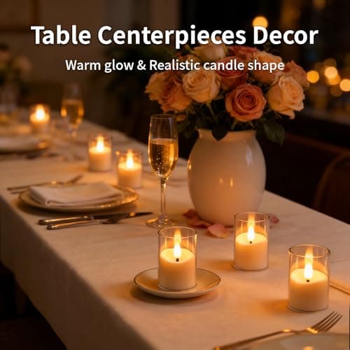 CXJPLRE Rechargeable Flameless Candles with Timer Remote, 1.7"x2.6" Clear Acrylic LED Tea Lights Candles，Small Votive Electric LED Candles for Home Aniversary Wedding Holiday Decor Easter(6 Pack) - Thumbnail 3