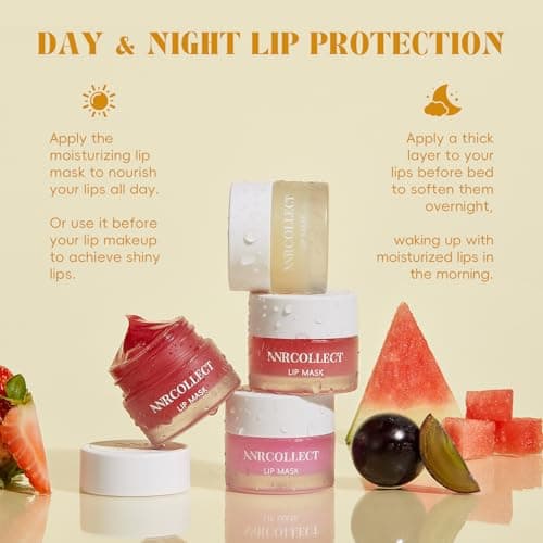 ANRCOLLECT Lip Mask Overnight Set, 4Pcs Lip Care Hydration Treatment Exfoliator Mask Kit, Revives & Nourishes Gift Set for All Day Moisturizing with Collagen & Shea Butter - Thumbnail 5