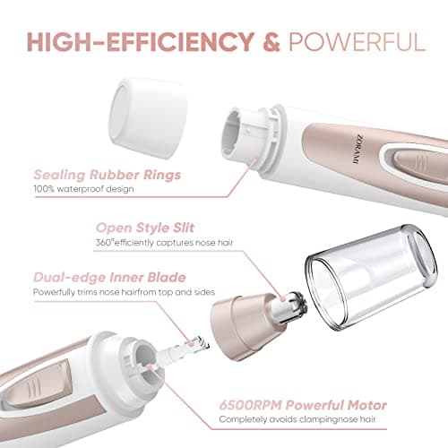 Ear and Nose Hair Trimmer Clipper - 2026 Professional Painless Eyebrow & Facial Hair Trimmer for Men Women, Battery-Operated Trimmer with IPX7 Waterproof, Dual Edge Blades for Easy Cleansing Pink - Thumbnail 4