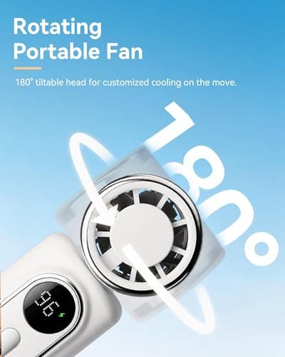 Mini Clip on Fan Handheld, 3000mAh Rechargeable Portable Fan with LED Display, 3-in-1 Personal Cooling Fan, 5 Speeds Quiet USB C Fan for Stroller Desk Travel Camping Office for Women Men Kids, White - Thumbnail 5