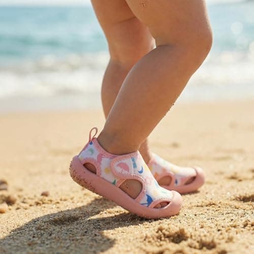 STQ KIDS Girls Water Shoe Cute Quick-Dry Non Slip Beach Swim Pool Shoes Breathable Sneakers Pink Love Toddler 7 - Thumbnail 3