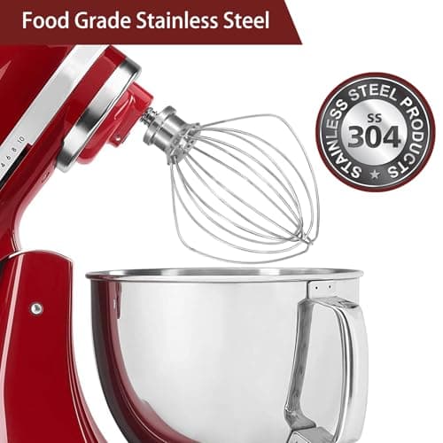 LEMEENQ K45WW Dishwasher Stainless Steel Wire Whip Attachment, 6 Wire Whisk fits KitchenAid 4.5 and 5 Quart Tilt-Head Stand Mixers, Dishwasher Safe - Thumbnail 2